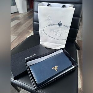 Prada Saffiano Navy Wallet